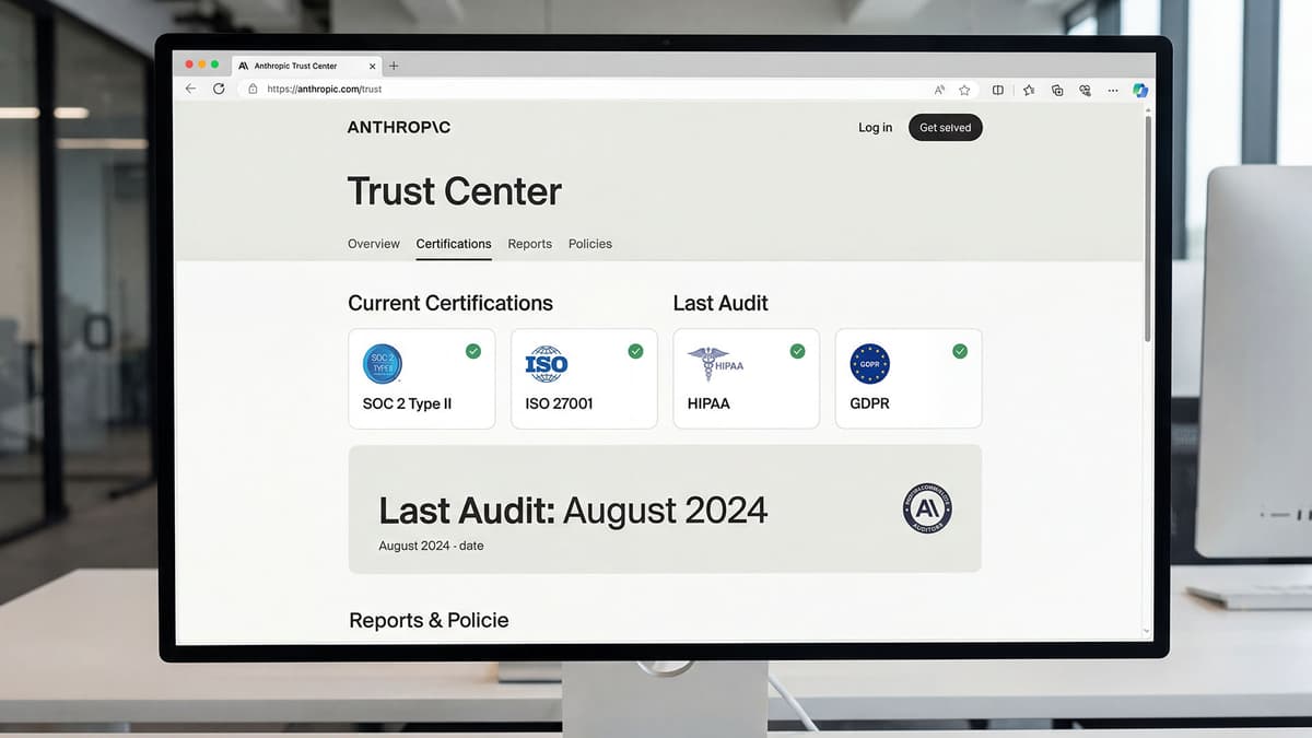 Trust Center de Anthropic con certificaciones SOC 2, ISO 27001 e ISO 42001 vigentes