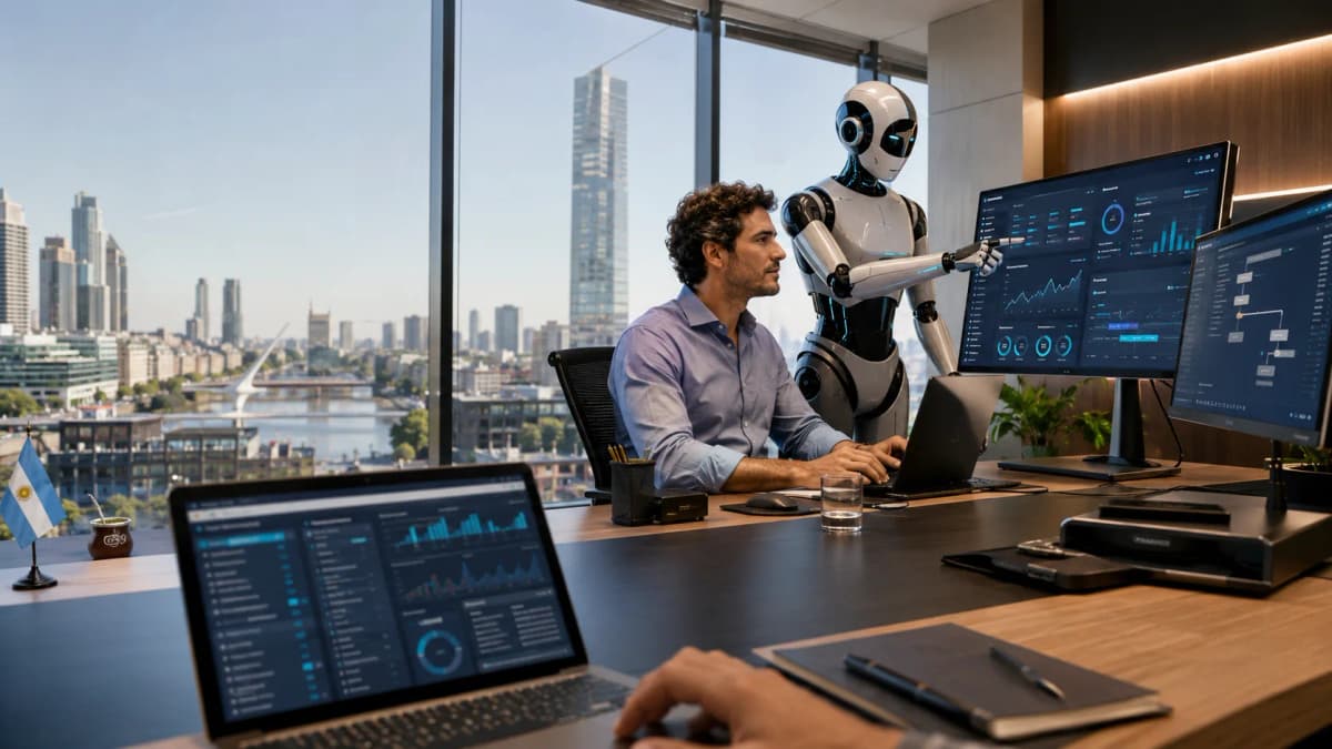 Diagrama de un agente de IA empresarial que recibe una tarea, la descompone en pasos, usa herramientas y devuelve un resultado — guía de agentes de IA para empresas