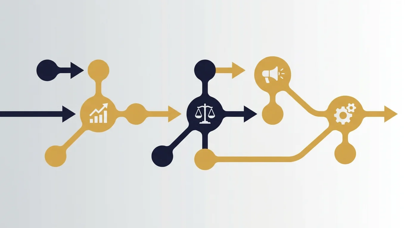 Diagrama de flujo de automatización empresarial con inteligencia artificial — workflows con Claude y Gemini