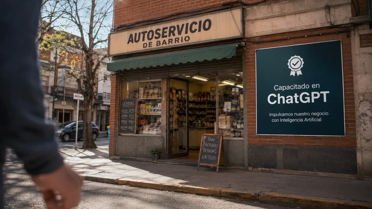 Equipo de una pequeña empresa en una academia presencial de IA, ilustrando el programa de ChatGPT para pequeñas empresas de OpenAI
