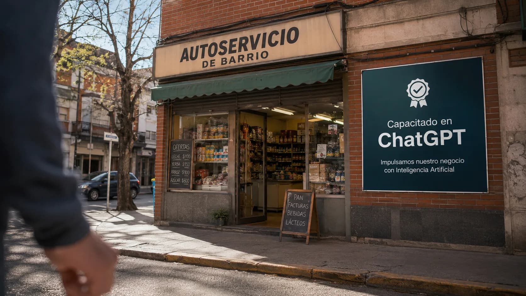Equipo de una pequeña empresa en una academia presencial de IA, ilustrando el programa de ChatGPT para pequeñas empresas de OpenAI