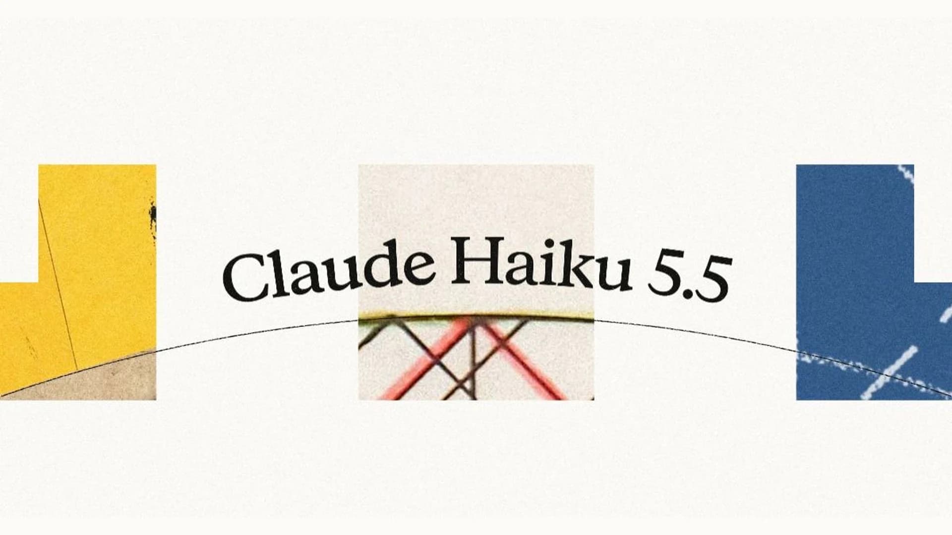 Gráfica de lanzamiento de Claude Haiku 5.5 publicada por Anthropic: el nombre del modelo sobre fondo claro, entre bloques amarillo, beige y azul