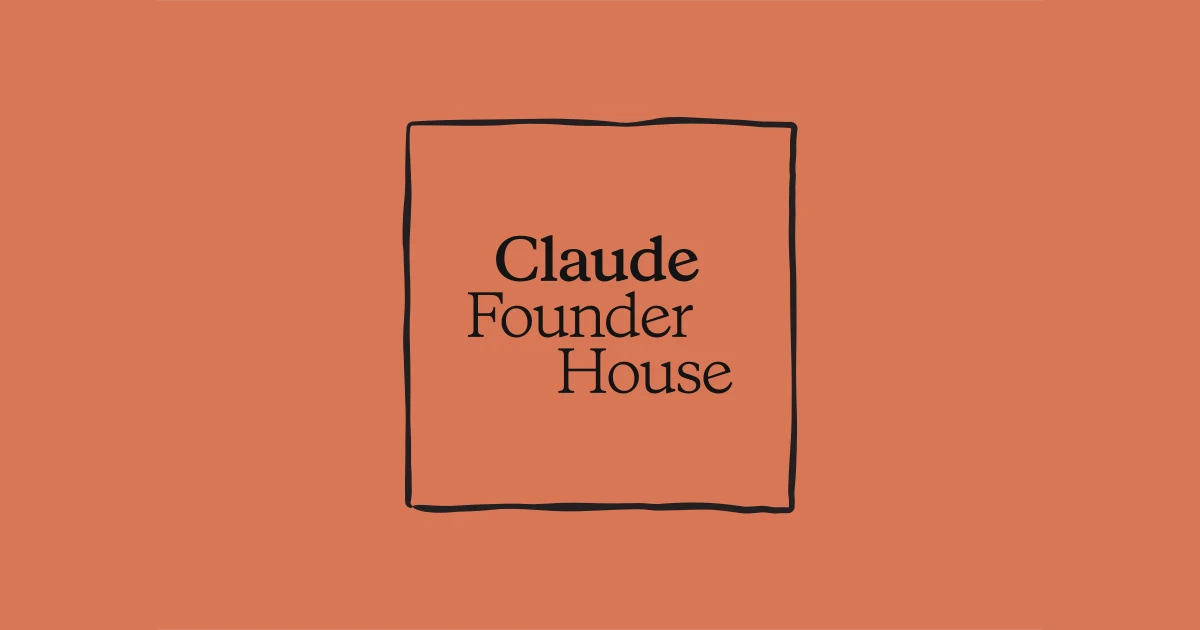 Logo de Claude Founder House, el evento del programa Claude for Startups de Anthropic, en negro sobre fondo naranja — por Diego Ceredi
