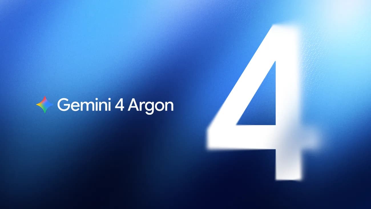 Imagen oficial de Google con el texto «Gemini 4 Argon» y un 4 grande sobre fondo azul, del anuncio del 30 de septiembre de 2026 (imagen: Google)