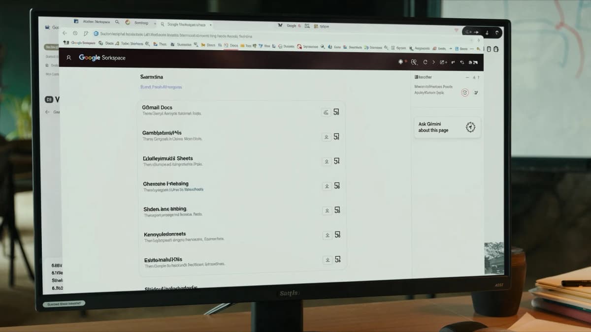 Google Workspace con Gemini AI integrado en pantalla — productividad empresarial