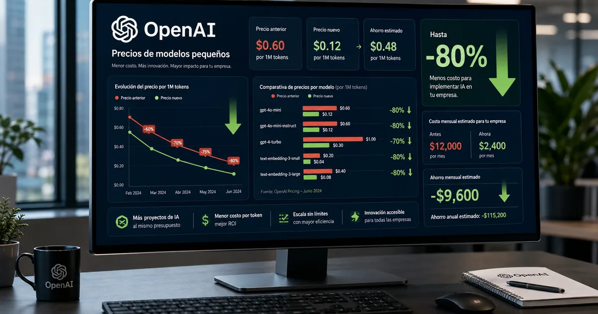 Tablero comparando el precio por millón de tokens de los modelos de OpenAI antes y después del recorte del 30 de julio de 2026