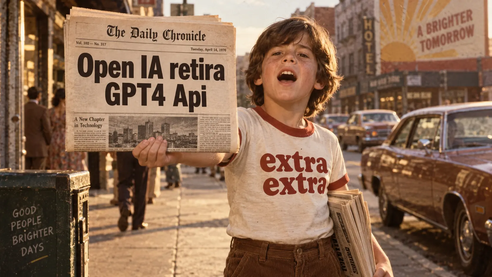 Calendario con el 14 de enero de 2027 marcado y la lista de modelos de la API de OpenAI que se apagan ese día (GPT-4o, GPT-4o mini, GPT-4.1 y GPT-4.1 mini) con una flecha hacia GPT-6 Luna — por Diego Ceredi