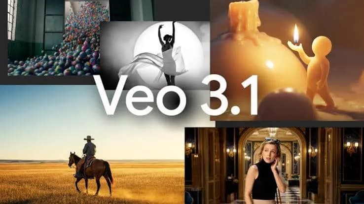 Pantalla generando un video de empresa con IA a partir de texto —Google Veo 3.1, avatares dirigibles y música Lyria— sin cámara ni set de filmación