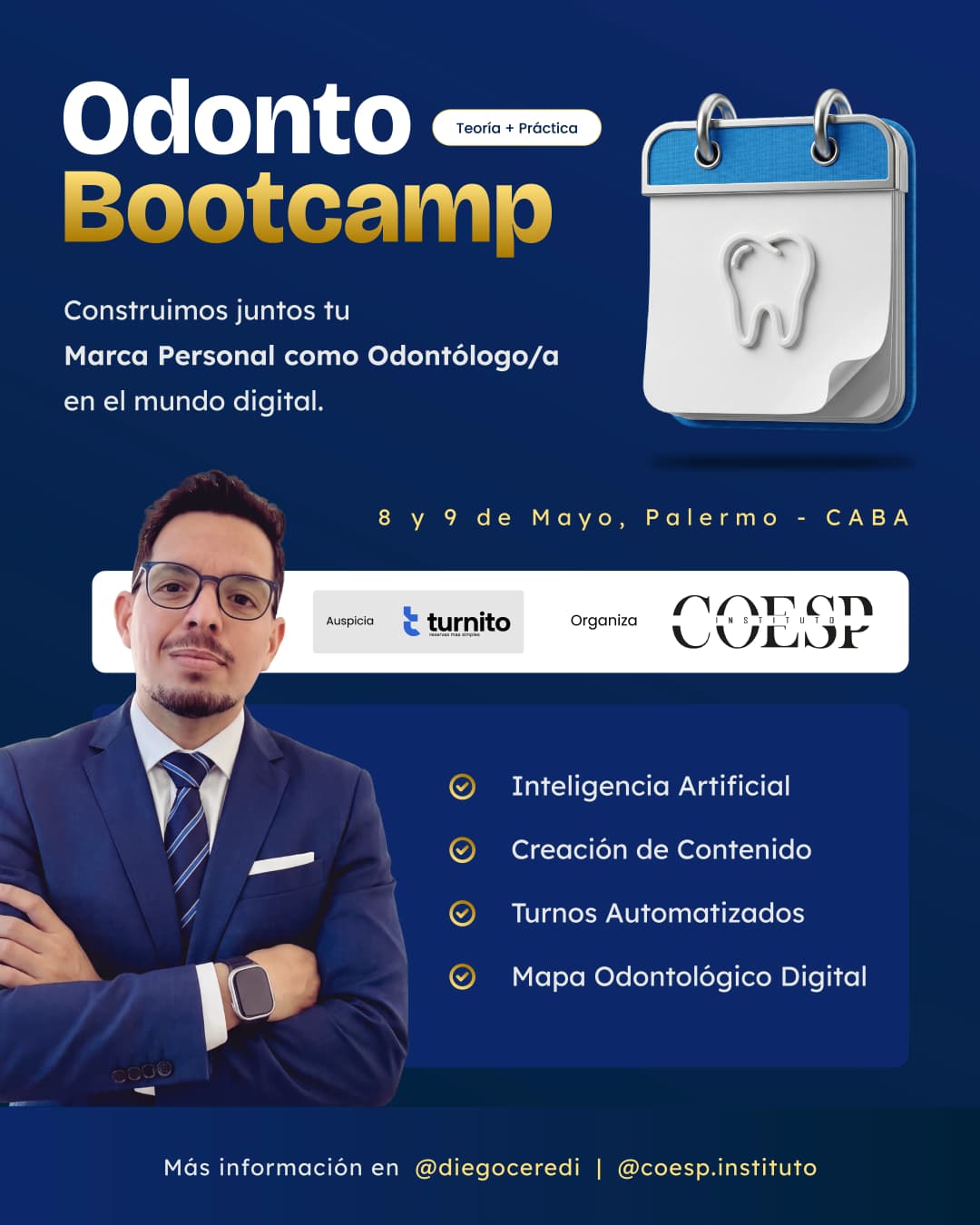 Flyer del Odonto Bootcamp: Construí tu Marca Personal — Diego Ceredi
